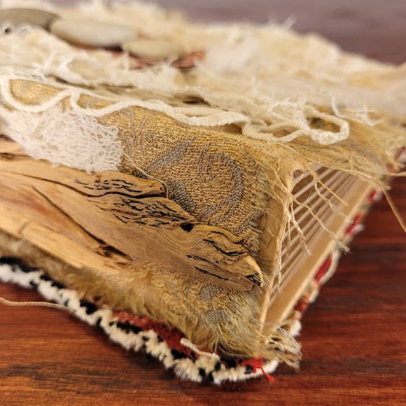 Art Journal Pray Yoga Vintage Lace Tapestry Nature Drawing Book Handmade OOAK - Picture 4 of 11